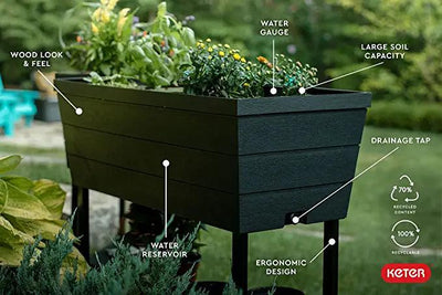 Keter Urban Bloomer Black Resin Raised Garden Kit 198.57 Devinchris  daphomegoods.com